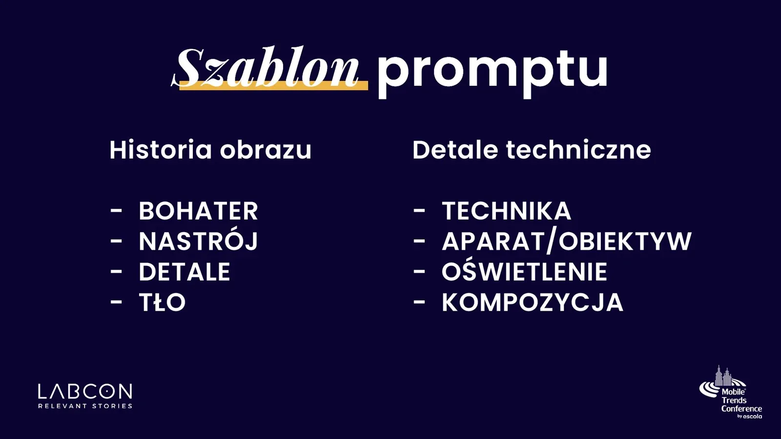Slajd „Szablon promptu”: historia obrazu i detale techniczne