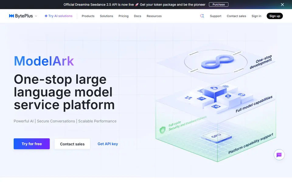 BytePlus ModelArk - zrzut strony