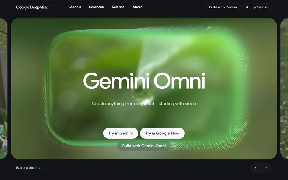 Gemini Omni Flash - zrzut strony