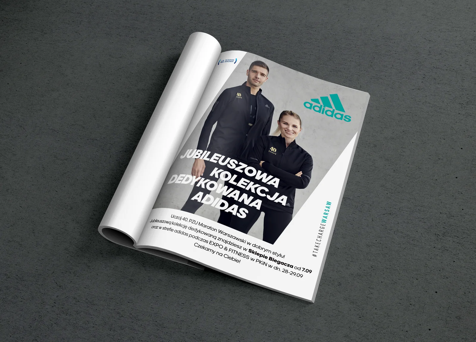 Reklama prasowa jubileuszowej kolekcji adidas na Maraton Warszawski